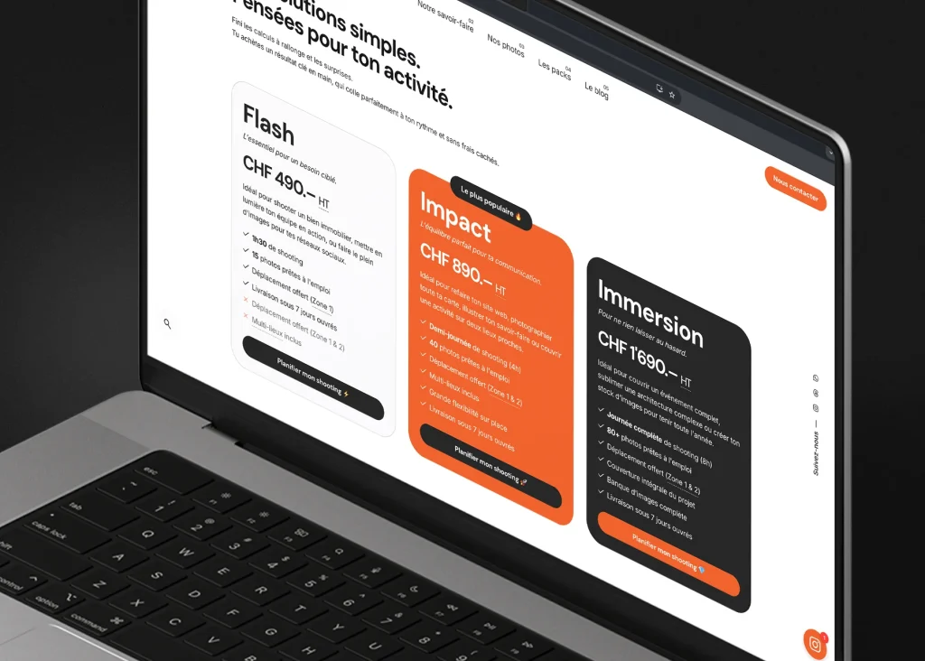 Grille tarifaire Speetch à Yverdon : photographie immobilière, culinaire, reportage de savoir-faire en entreprise et événementiel en Suisse romande.